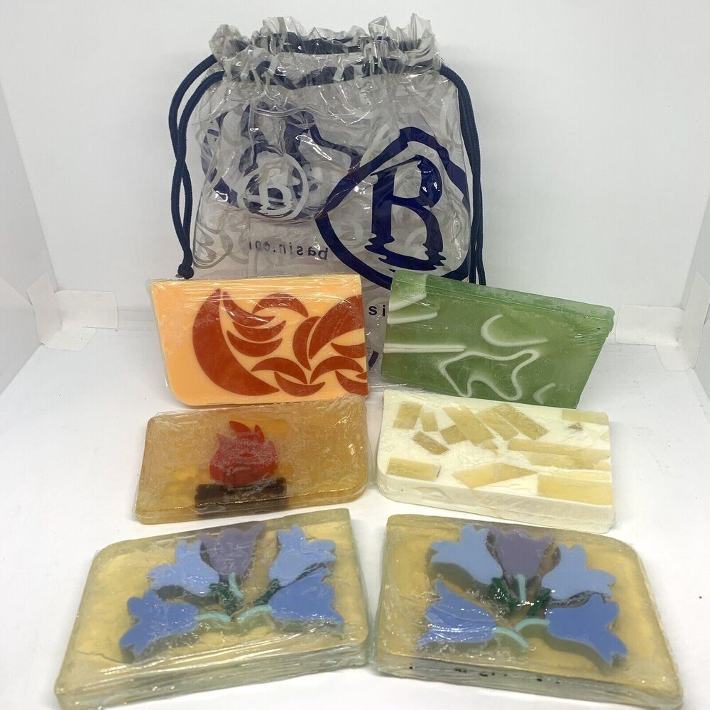 Basin Bar Bath Body Soap Assorted Scents and Colors Lot of 6 Floral Bonfire Etc.